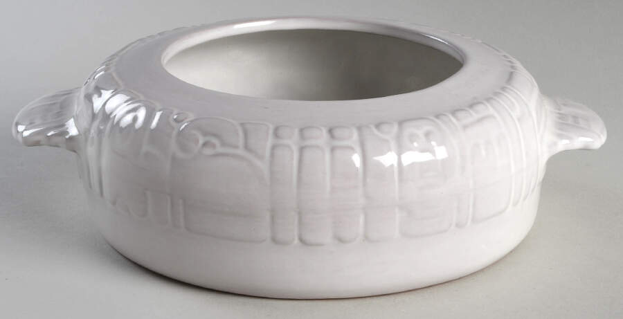 Mayan Aztec White Sand (Front and Back) 1 Qt Round Casserole No Lid by Frankoma-1
