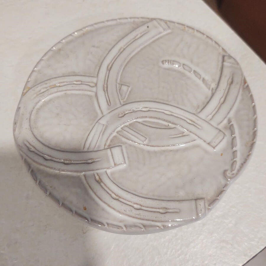 Mayan Aztec White Sand (Front and Back) Trivet by Frankoma-1