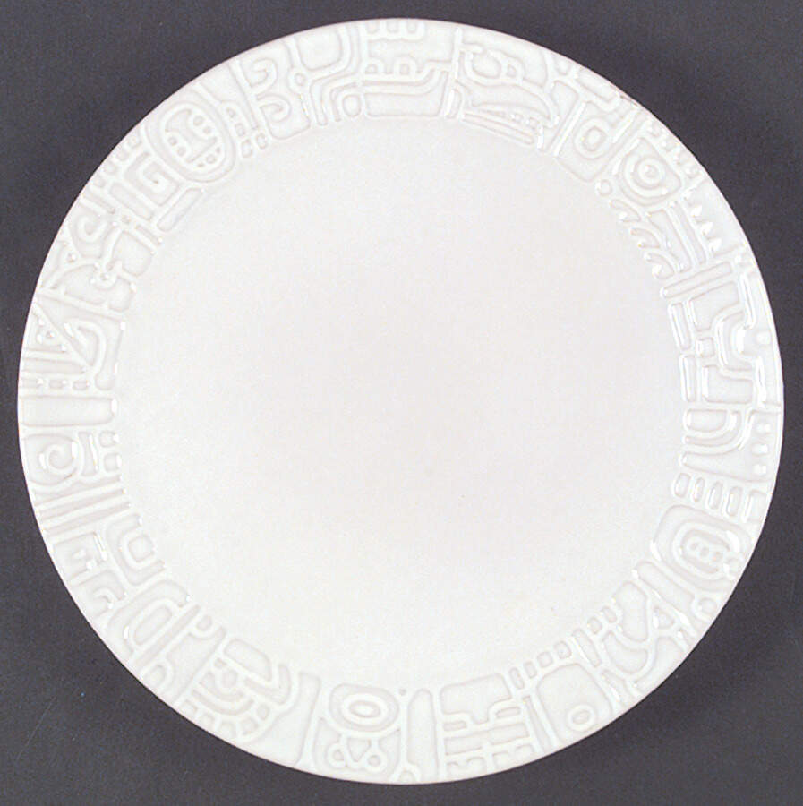 Mayan Aztec White Sand (Front and Back) Luncheon Plate by Frankoma-1