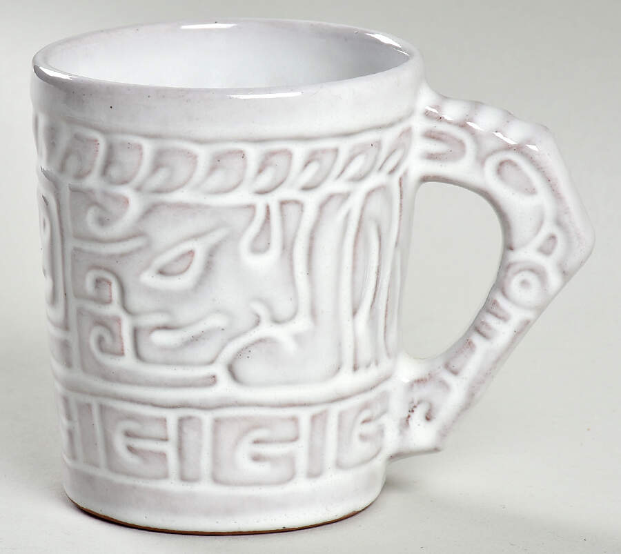 Mayan Aztec White Sand (Front and Back) Mug by Frankoma-1