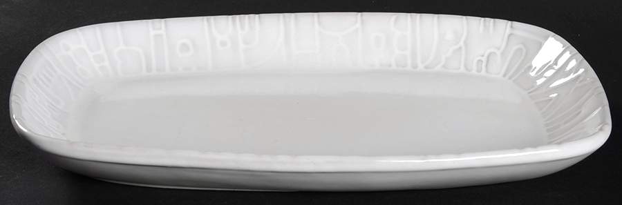 Mayan Aztec White Sand (Front and Back) 9" Oval Serving Platter by Frankoma-1