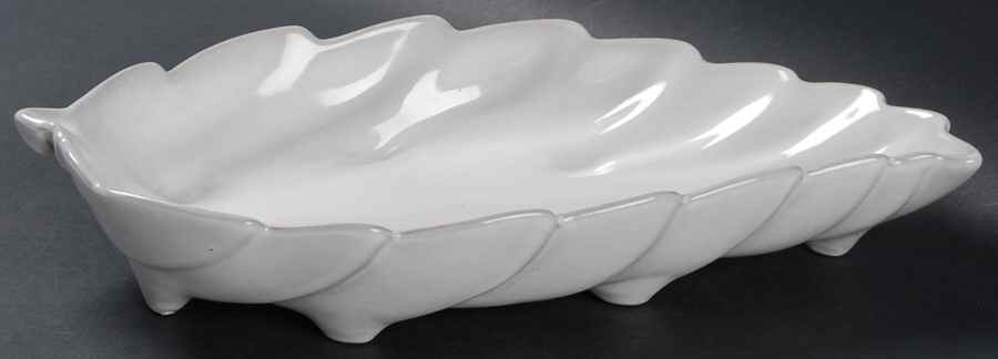 Mayan Aztec White Sand (Front and Back) Large Leaf Dish by Frankoma-1