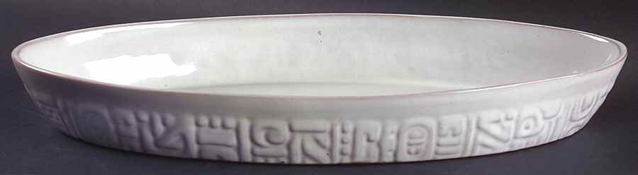 Mayan Aztec White Sand (Front and Back) 13" Oval Baker by Frankoma-1