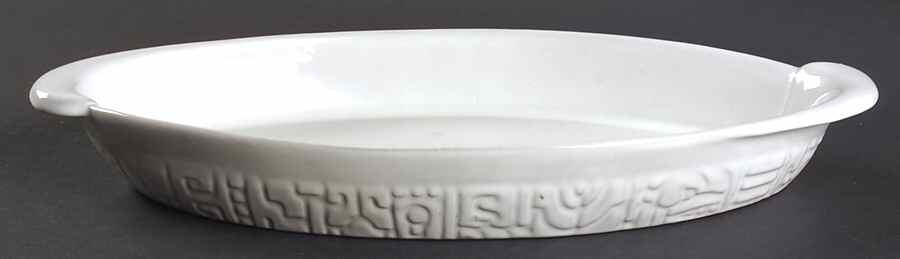 Mayan Aztec White Sand (Front and Back) 15" Oval Baker by Frankoma-1