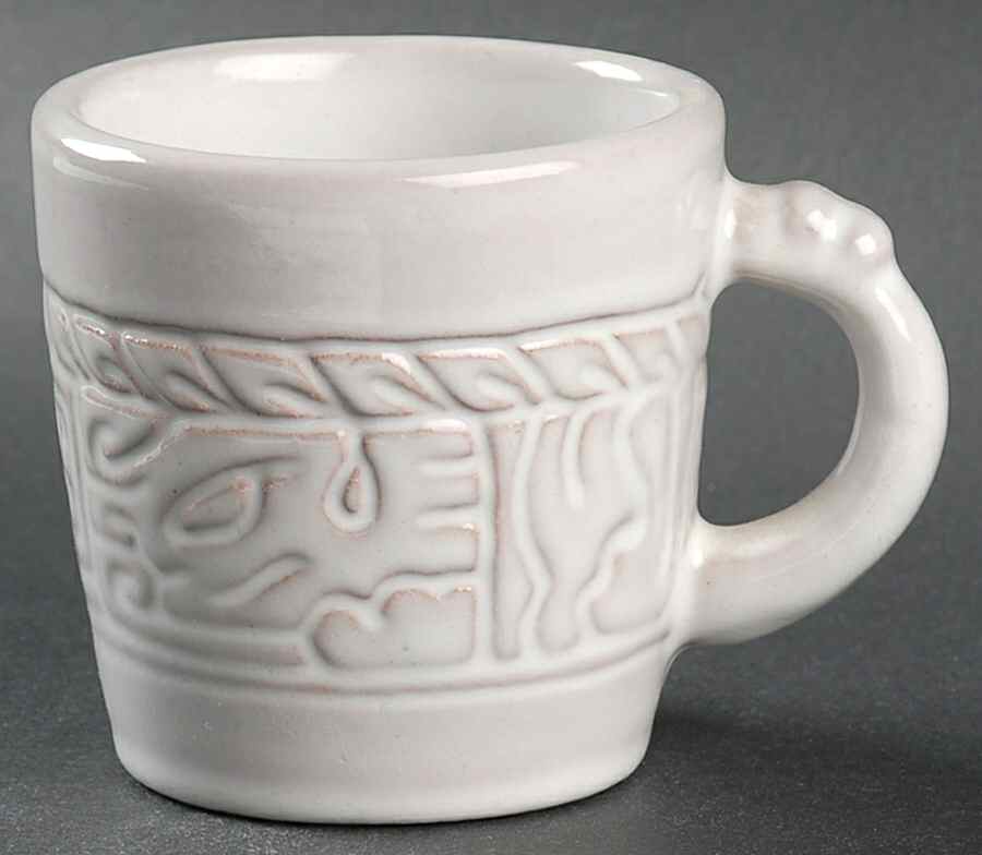 Mayan Aztec White Sand (Front and Back) Flat Cup by Frankoma-1