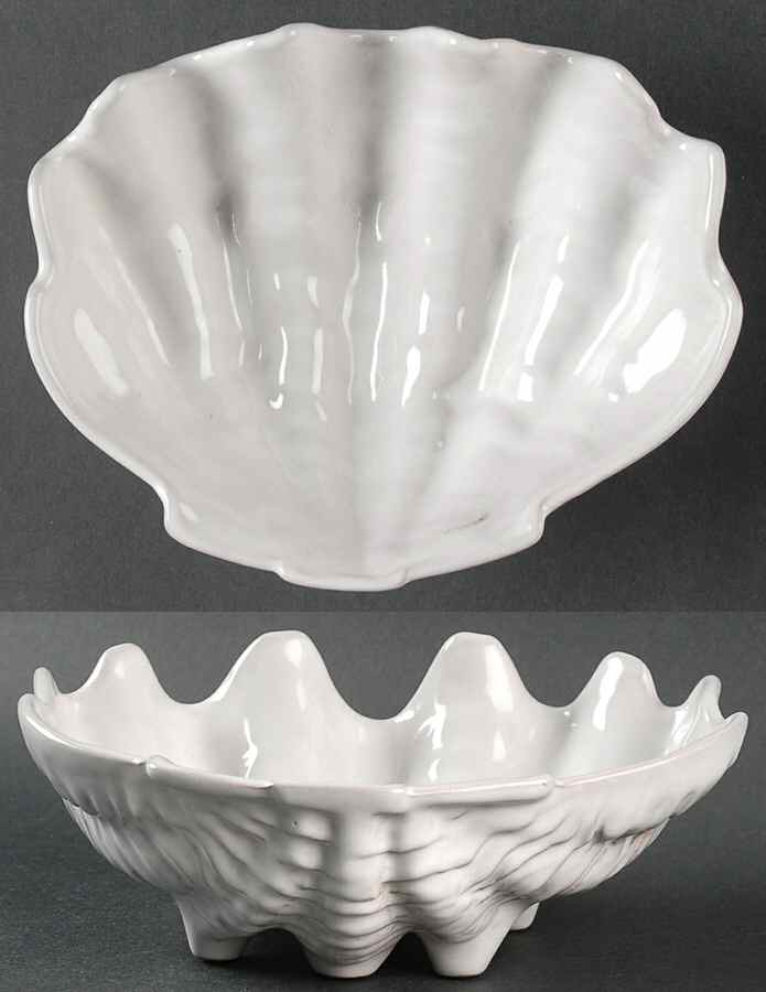 Mayan Aztec White Sand (Front and Back) 7" Shell Shaped Bowl by Frankoma-1