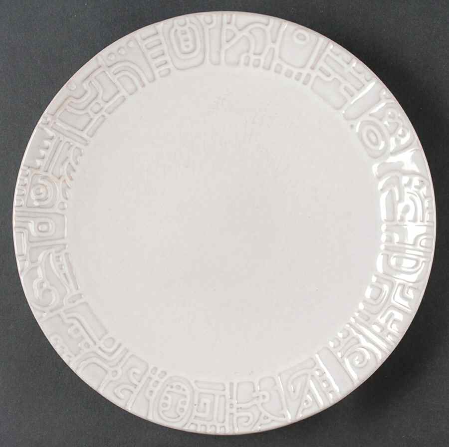 Mayan Aztec White Sand (Front and Back) Luncheon Plate by Frankoma-1
