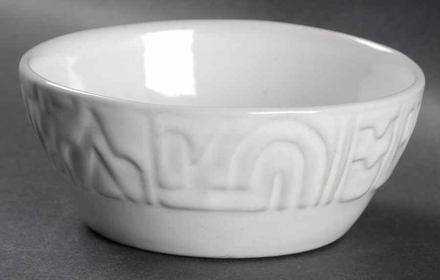 Mayan Aztec White Sand (Front and Back) Fruit/Dessert (Sauce) Bowl by Frankoma-1