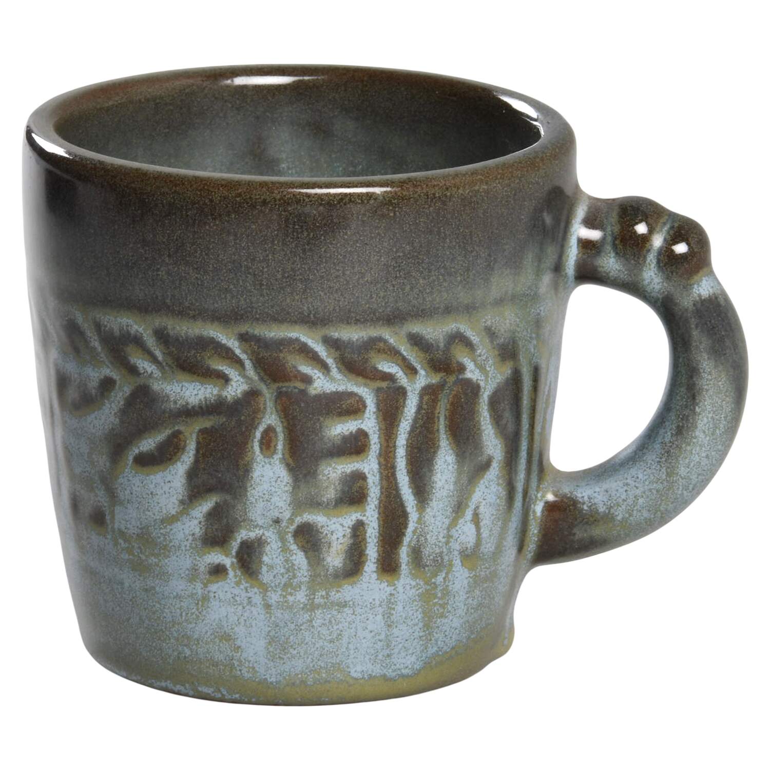 Mayan Aztec Woodland Moss Flat Cup by Frankoma-1