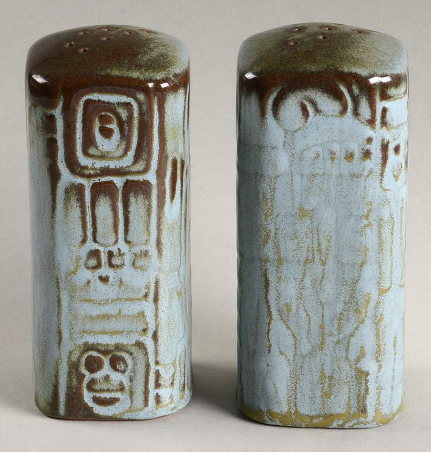 Mayan Aztec Woodland Moss Salt & Pepper Set by Frankoma-1