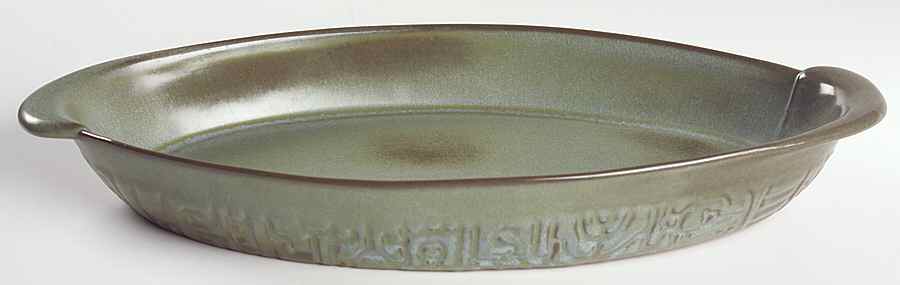 Mayan Aztec Woodland Moss 15" Oval Baker by Frankoma-1