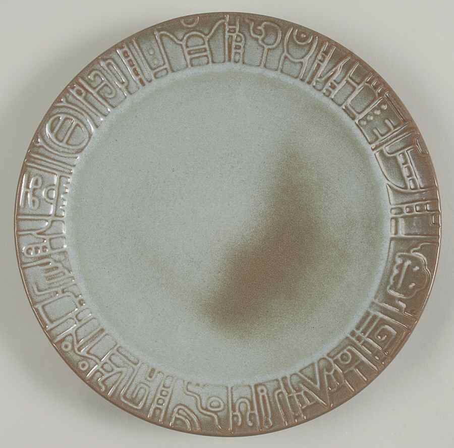 Mayan Aztec Woodland Moss Dinner Plate by Frankoma-1