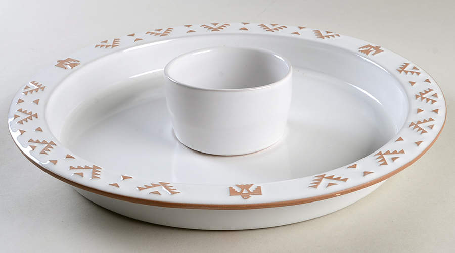 Native American White (2 Piece) Chip & Dip Set by Frankoma-1