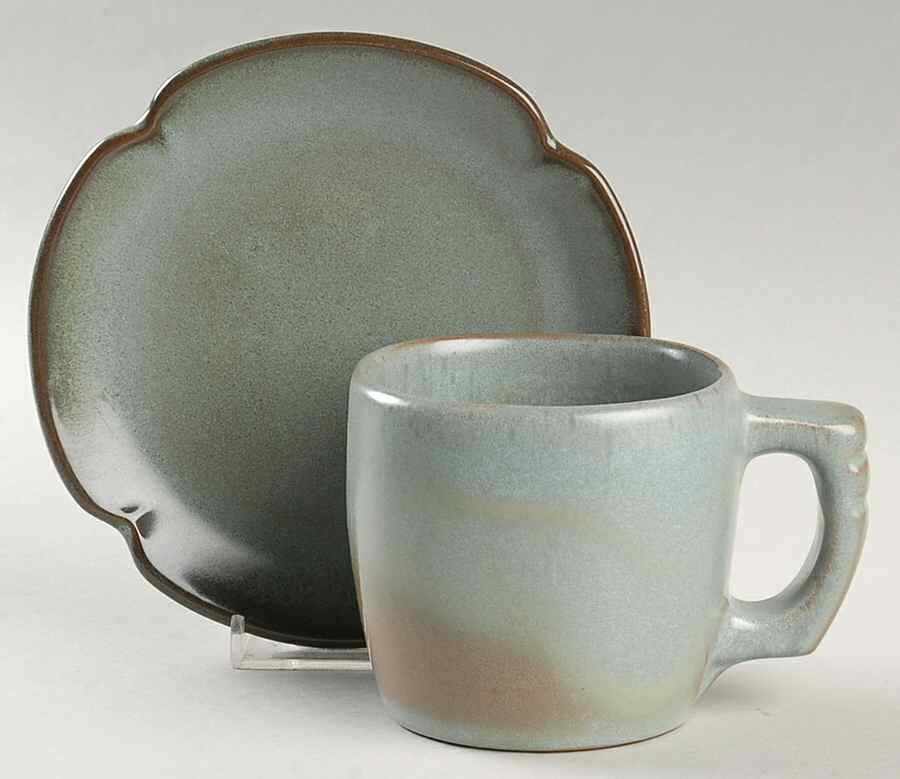 Plainsman Woodland Moss Flat Cup & Saucer Set by Frankoma-1