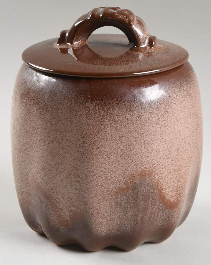 Plainsman Brown Tea Canister & Lid by Frankoma-1