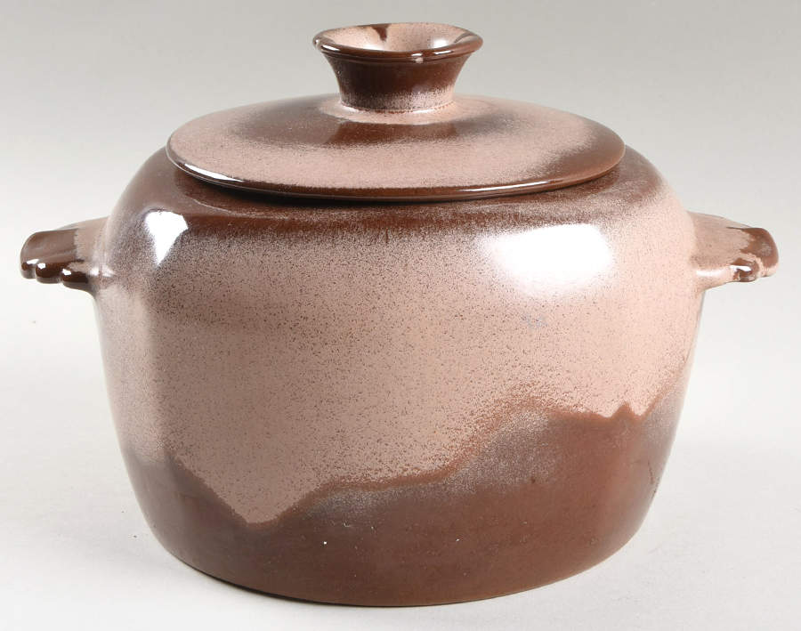 Plainsman Brown Bean Pot & Lid by Frankoma-1