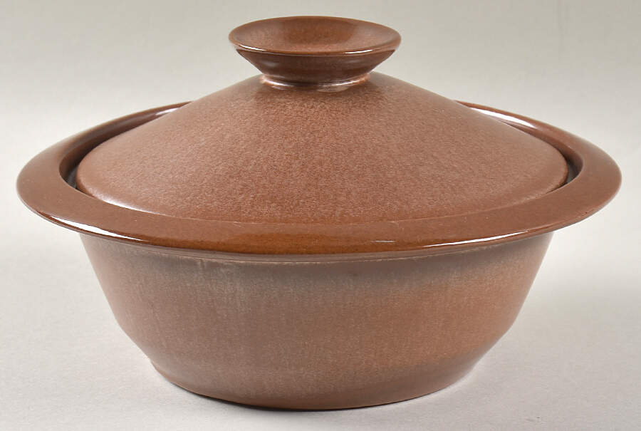 Plainsman Brown Individual Casserole & Lid by Frankoma-1