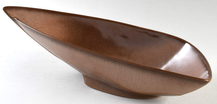 Plainsman Brown 15" Oval Freeform Bowl by Frankoma-1