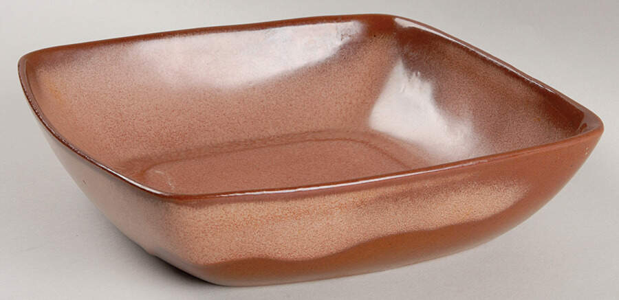 Plainsman Brown 8" Square Salad Serving Bowl by Frankoma-1
