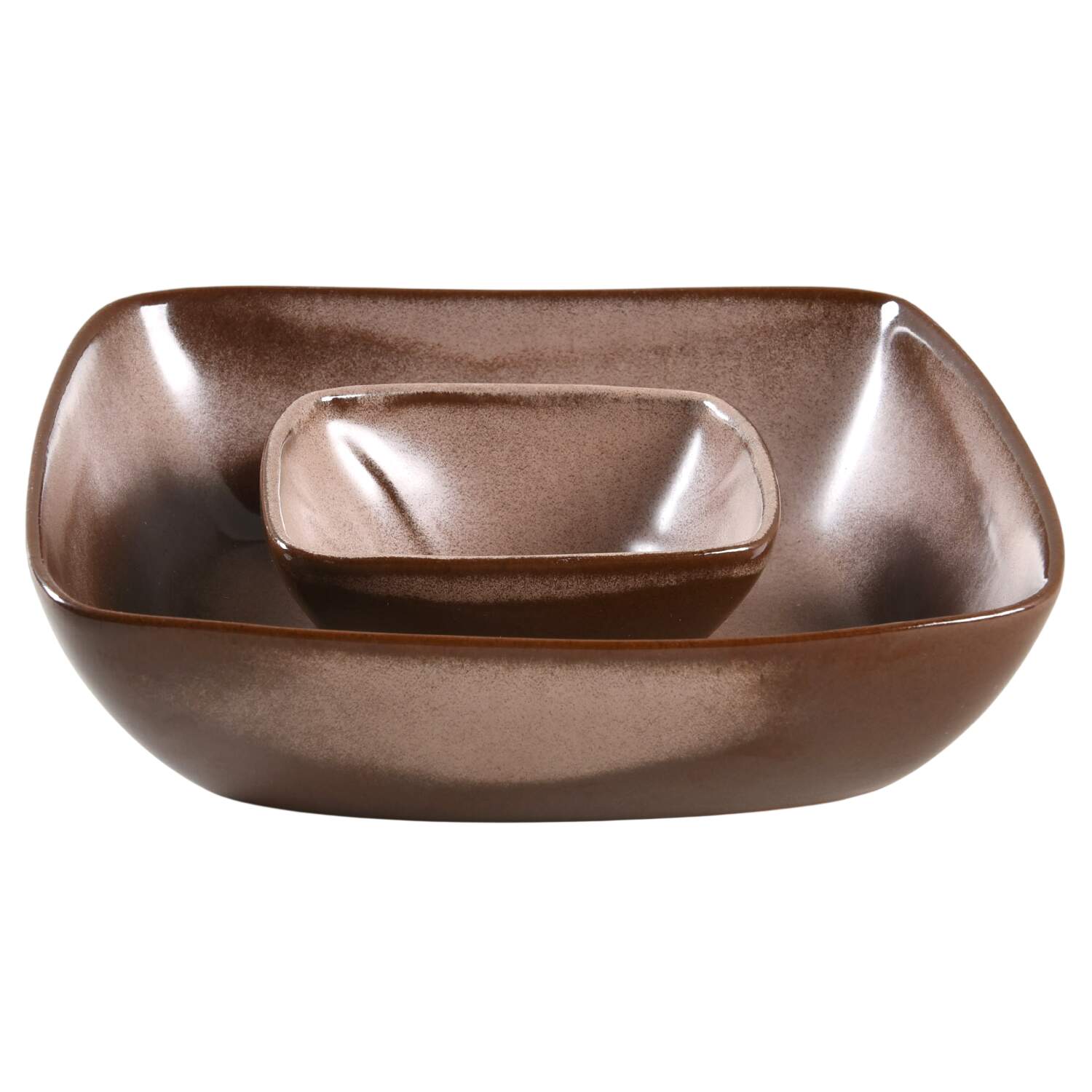 Plainsman Brown 1 Piece Chip & Dip by Frankoma-1