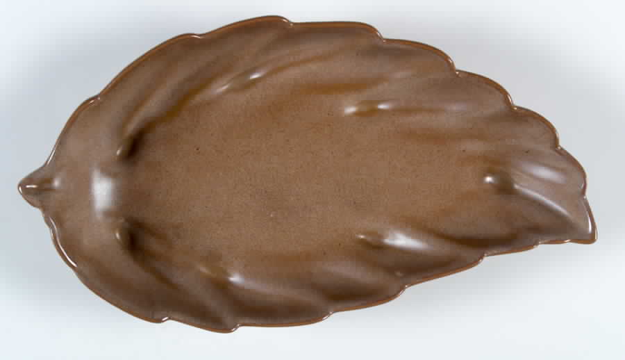 Plainsman Brown 12" Leaf Dish by Frankoma-1