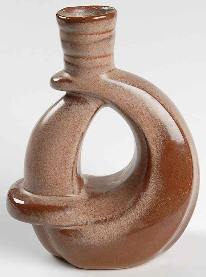 Plainsman Brown Single Light Candlestick by Frankoma-1