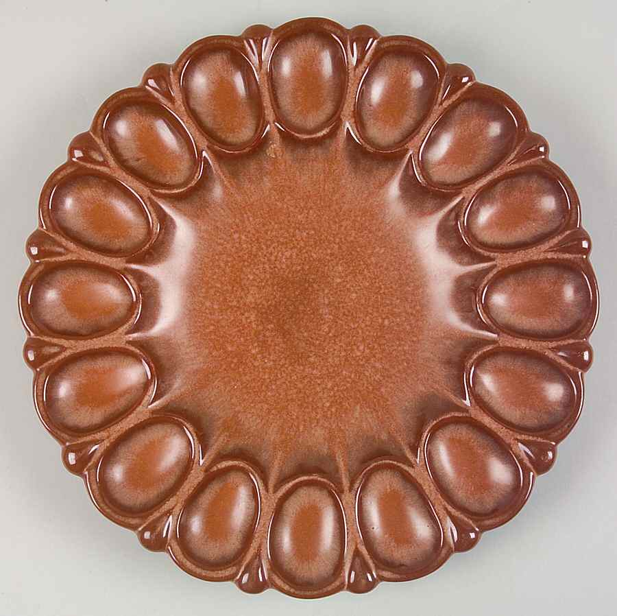 Plainsman Brown Deviled Egg Plate by Frankoma-1