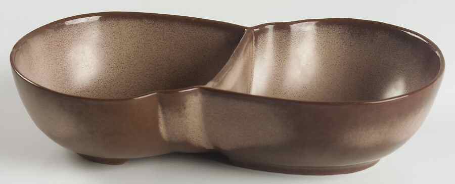Plainsman Brown 10" Oval Divided Vegetable Bowl by Frankoma-1