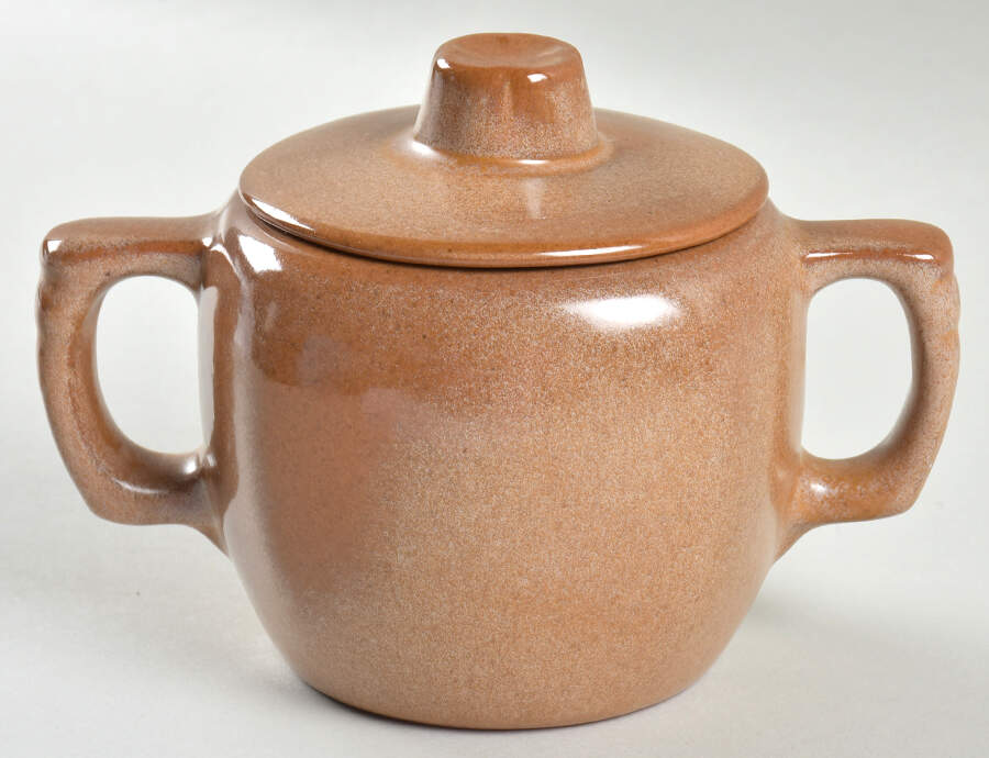 Plainsman Cinnamon Sugar Bowl & Lid by Frankoma-1