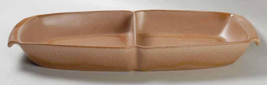 Plainsman Cinnamon 15" Oval Divided Vegetable Bowl by Frankoma-1