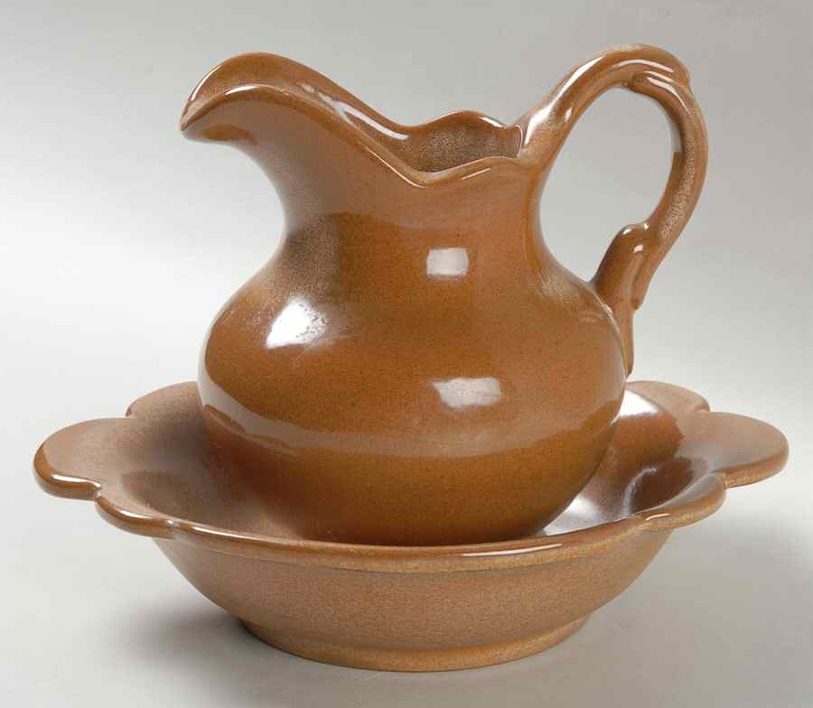 Plainsman Cinnamon Small Pitcher & Bowl Set by Frankoma-1