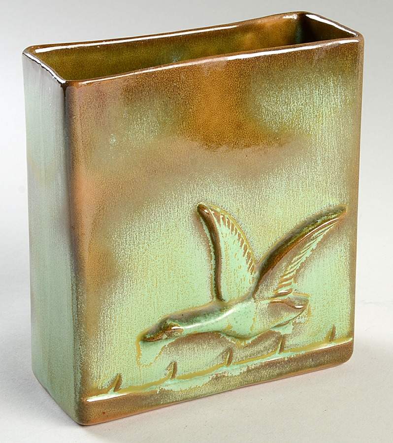 Plainsman Green 6" Square Vase by Frankoma-1