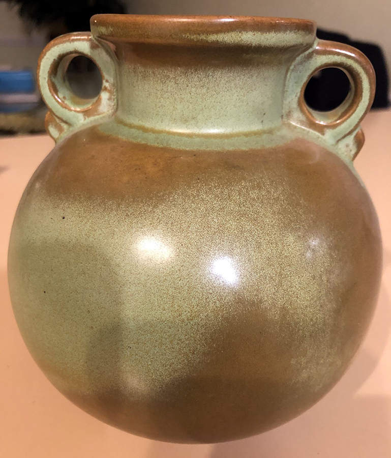 Plainsman Green 7" Handled Vase by Frankoma-1