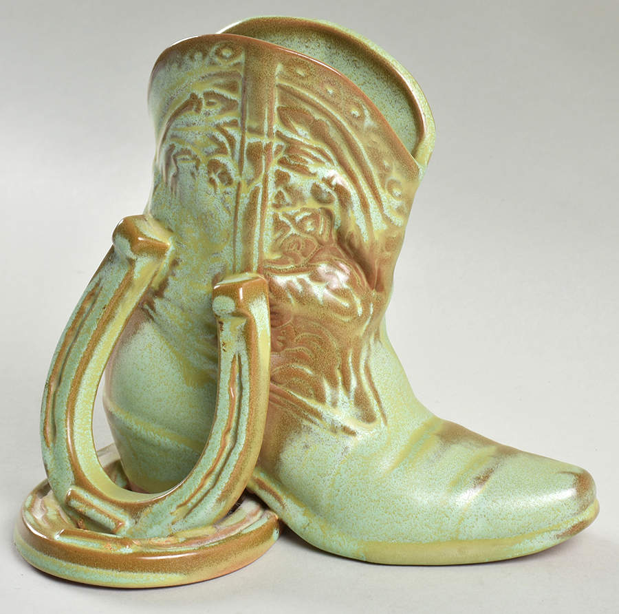 Plainsman Green Boot Vase by Frankoma-1