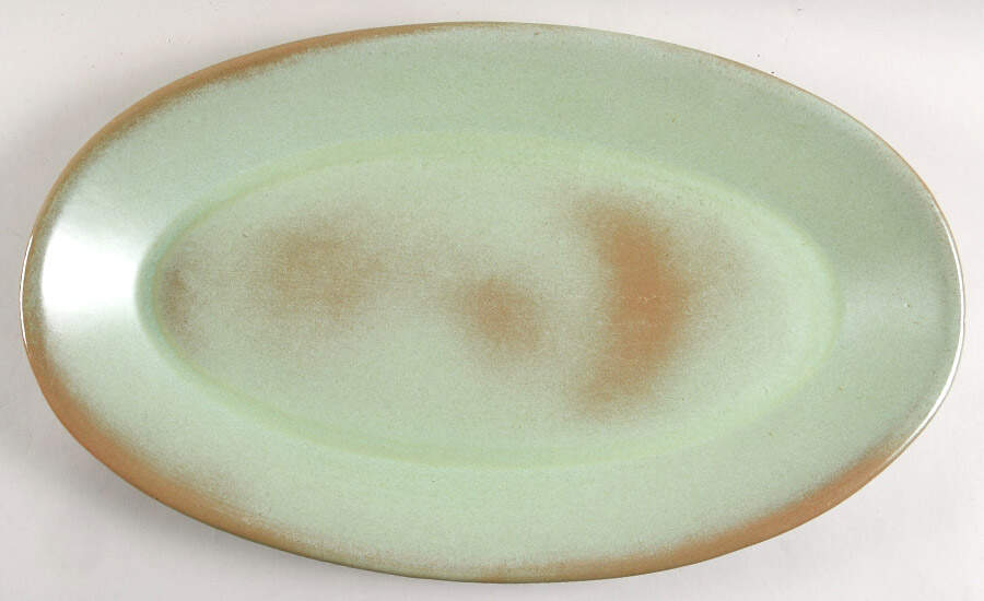 Plainsman Green 18" Oval Serving Platter by Frankoma-1