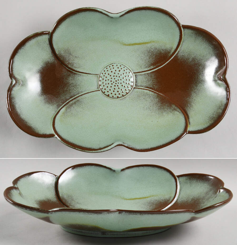 Plainsman Green Dogwood Floral Bowl by Frankoma-1