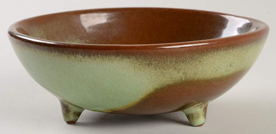 Plainsman Green 6" 3 Toed Round Bowl by Frankoma-1
