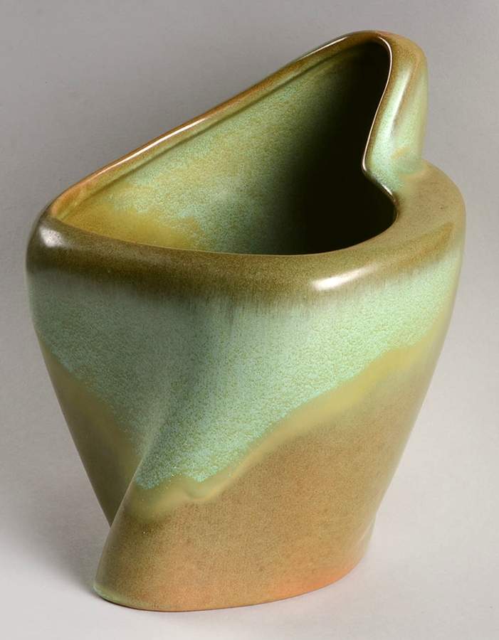 Plainsman Green 7" Freeform Vase by Frankoma-1