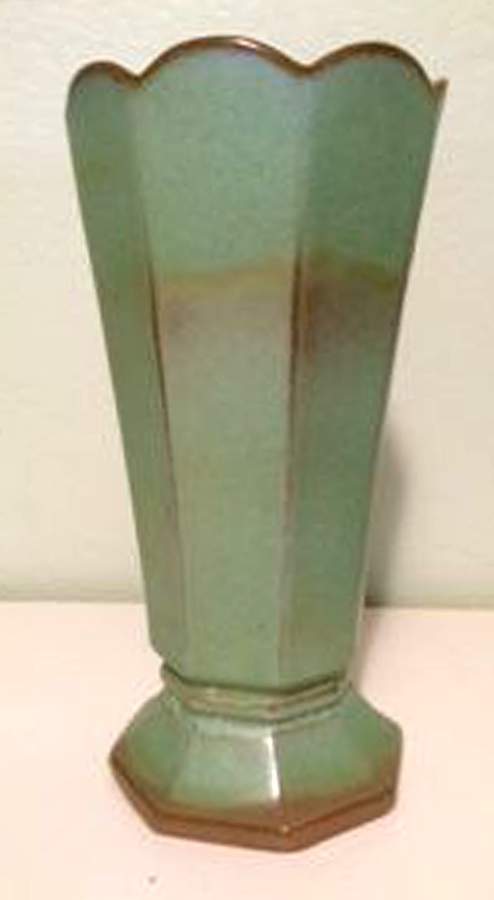 Plainsman Green 9" Octagonal Vase by Frankoma-1
