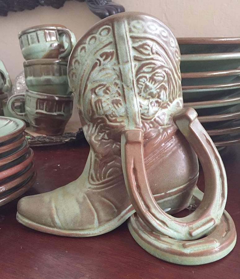 Plainsman Green Single China Bookend by Frankoma-1