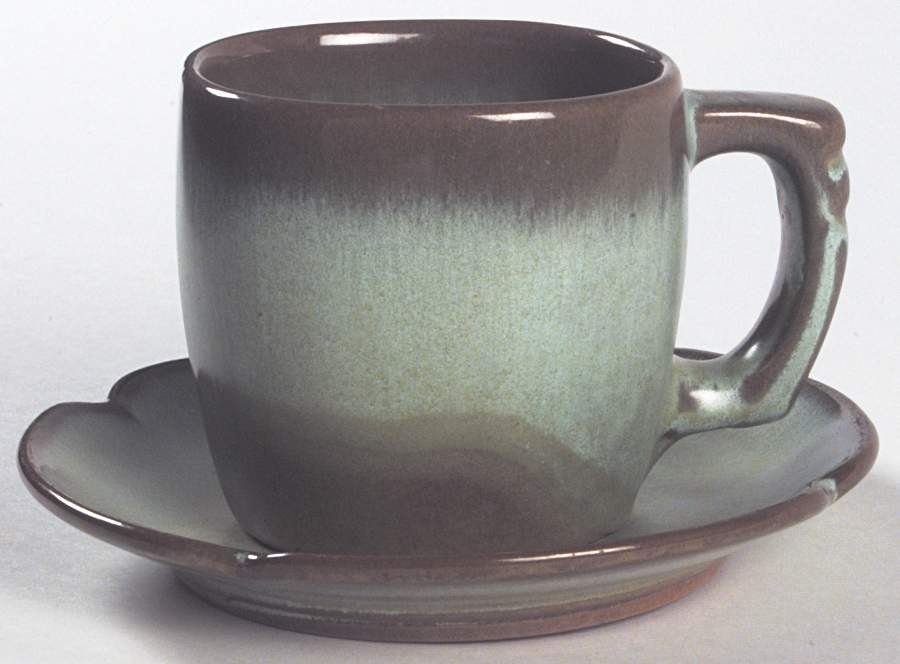 Plainsman Green Flat Cup & Saucer Set by Frankoma-1