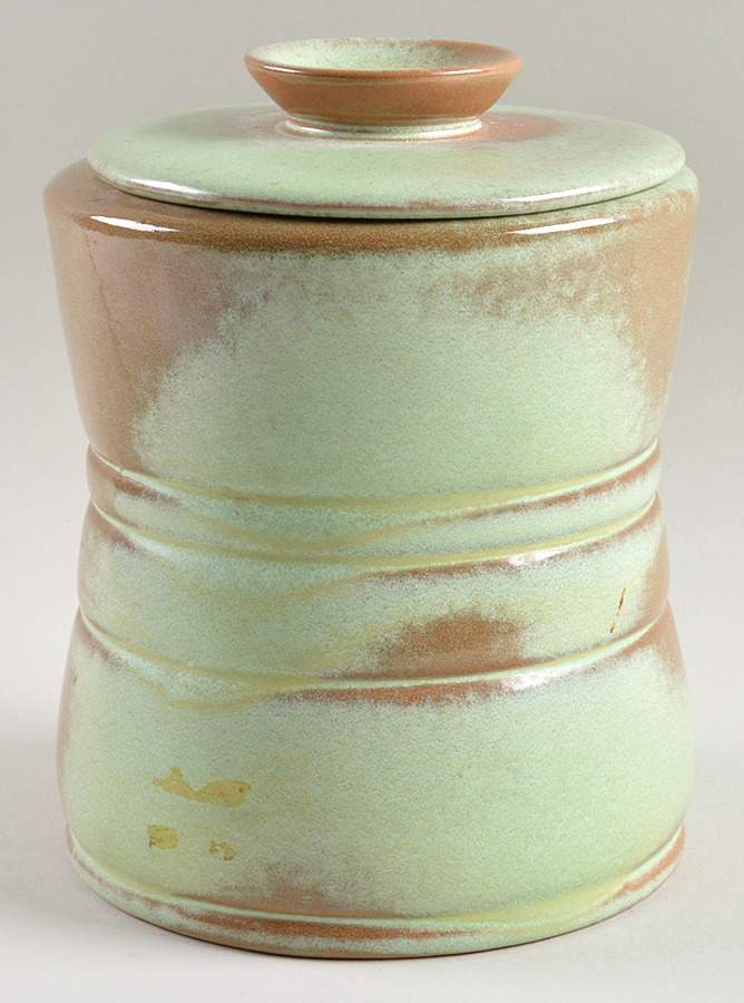 Plainsman Green Coffee Canister & Lid by Frankoma-1