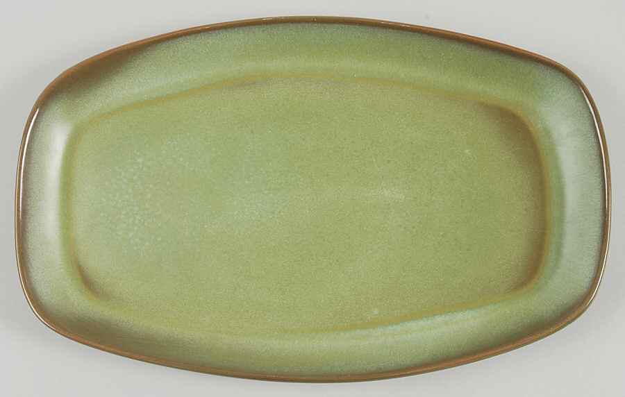 Plainsman Green 14" Oval Serving Platter by Frankoma-1