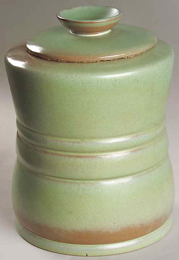 Plainsman Green Sugar Canister & Lid by Frankoma-1