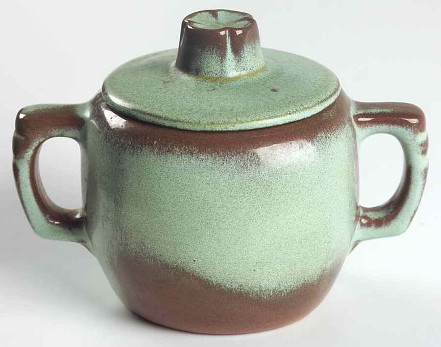 Plainsman Green Sugar Bowl & Lid by Frankoma-1