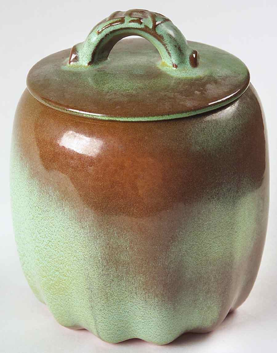 Plainsman Green Tea Canister & Lid by Frankoma-1