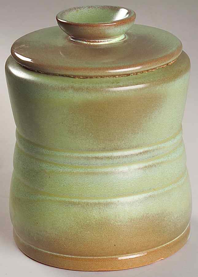 Plainsman Green Tea Canister & Lid by Frankoma-1