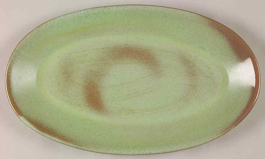 Plainsman Green 17" Oval Serving Platter by Frankoma-1
