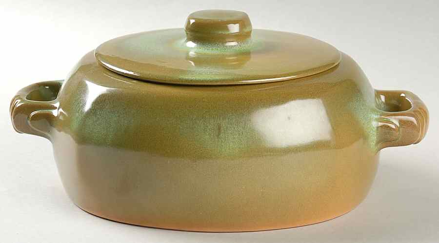 Plainsman Green 1.5 Qt Round Covered Casserole by Frankoma-1