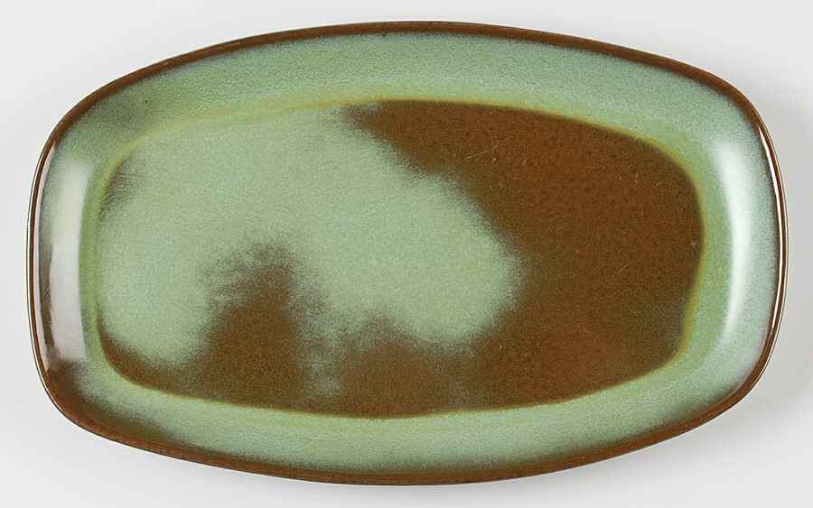 Plainsman Green 13" Oval Serving Platter by Frankoma-1